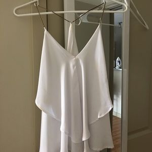 Flowy White Top with gold metal straps size small